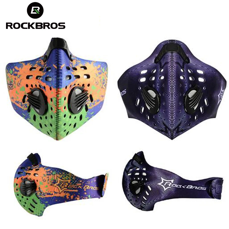 

ROCKBROS Bike Bicycle Cycling Anti-dust Breathable Half Bike Face Mask With Filter Neoprene Activated Carbon Haze 5 Styles New