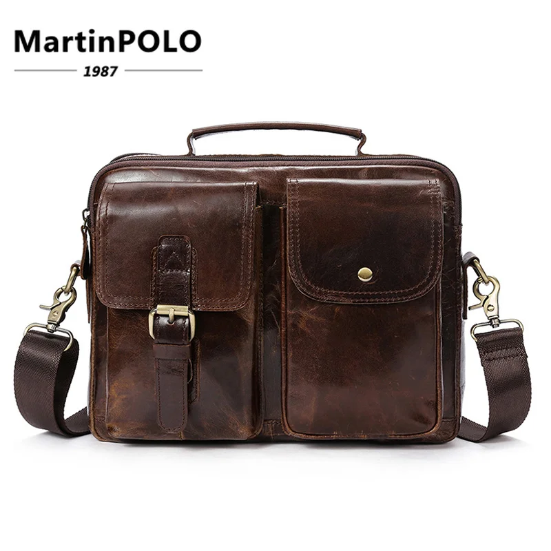 

2019 Messenger Bag Men's Genuine Leather Shoulder Bags Male Top-handle Hasp Leather Men Bag Crossbody Bags for men handbags 8114