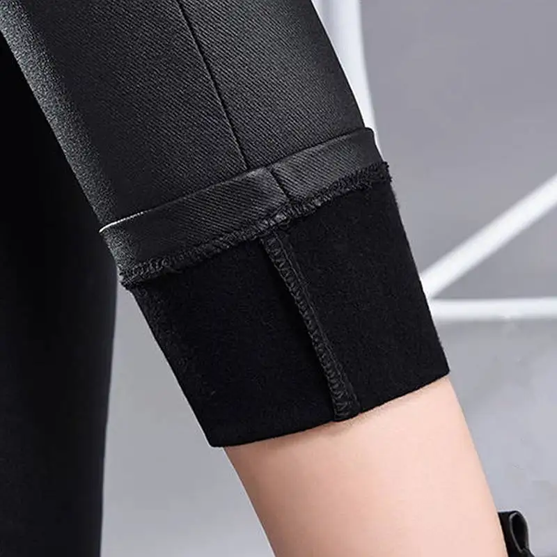 Черные кожаные леггинсы из искусственной кожи женские осенне-зимние женские леггинсы с высокой талией длинные узкие брюки-карандаш