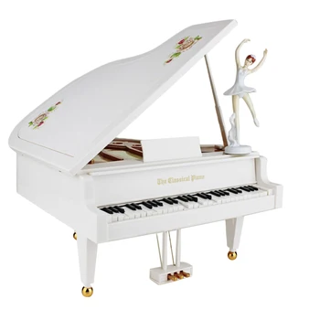 

White Ballet Girl Dancing Lifelike Piano Music Box Mini Decorative Ornament 23.5 x 24.5 x 13.5 cm