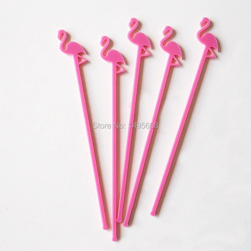 Tropical FLAMINGOS Cocktail Stirrers Swizzle Sticks Plastic Drink Stirrers Pack of 12 