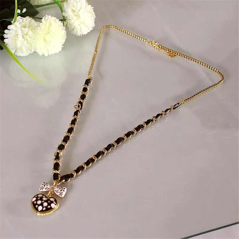 

Free shipping fashion ladies jewelry Elegant Butterfly Heart Pendant Long Necklace Individual Cloth Metal Combination Necklace