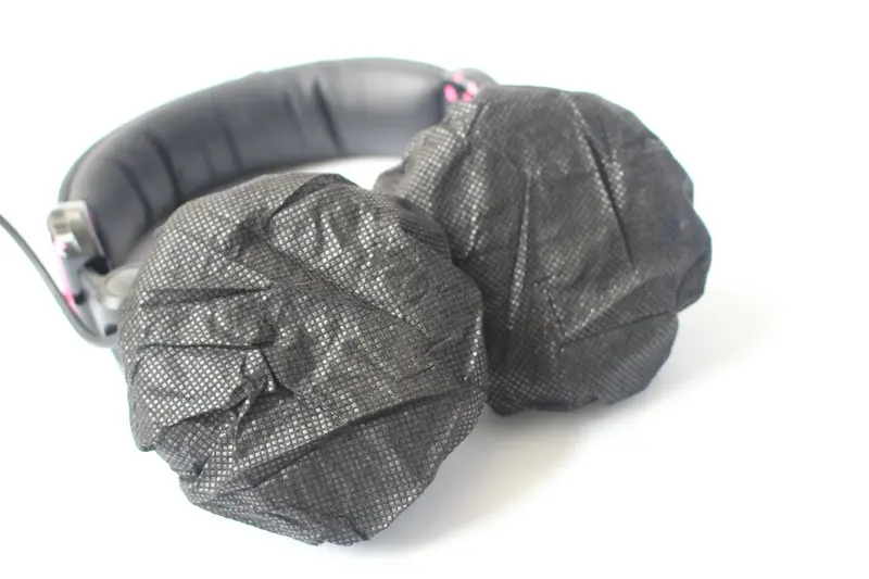 Linhuipad 12 13cm Black Non Woven Disposable Sanitary Headphone Cover 20pcs lot Free shipping