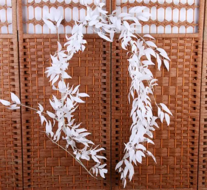 Искусственная ива лоза искусственное растение для украшения свадьбы plantas искусственные листья гирлянда ротанга lierre искусственное - Цвет: White