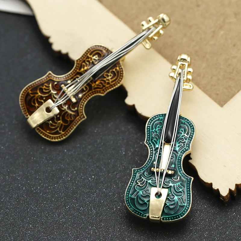 ALLYES скрипка эмалированные женские броши классический бутик золотой цвет металлический сплав музыкальная брошь с инструментами ювелирные изделия