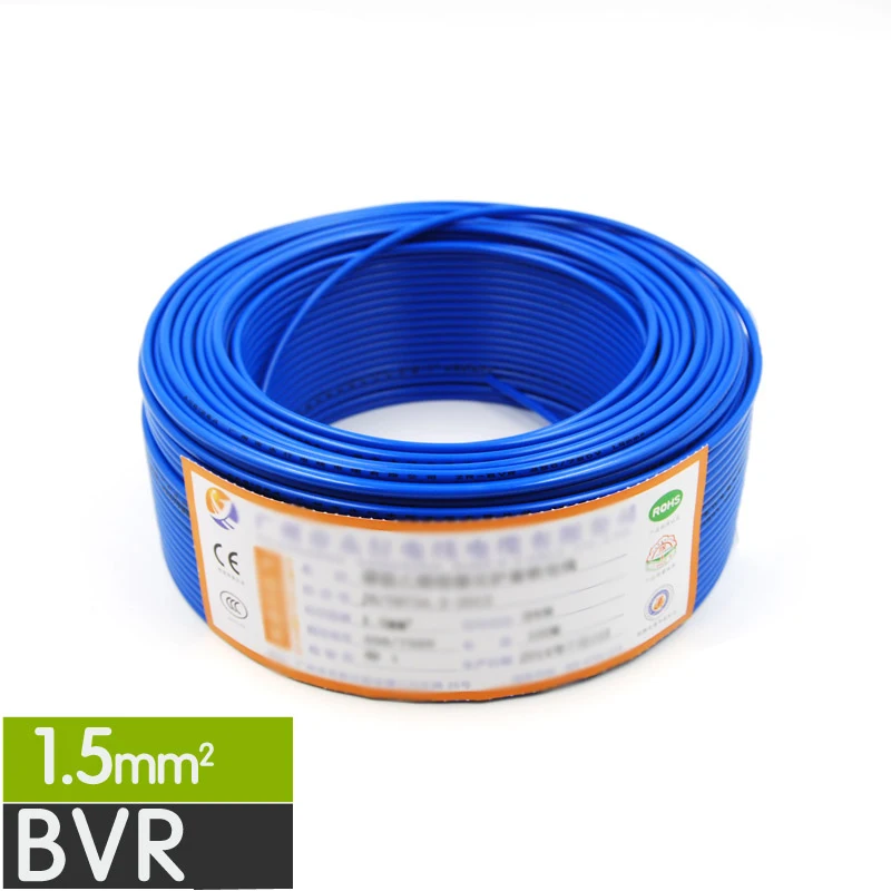 50 м ZR BVR-1.5mm квадратный многожильный шнур для домашнего улучшения бытовой медный кабель CE и RoHS электронный провод