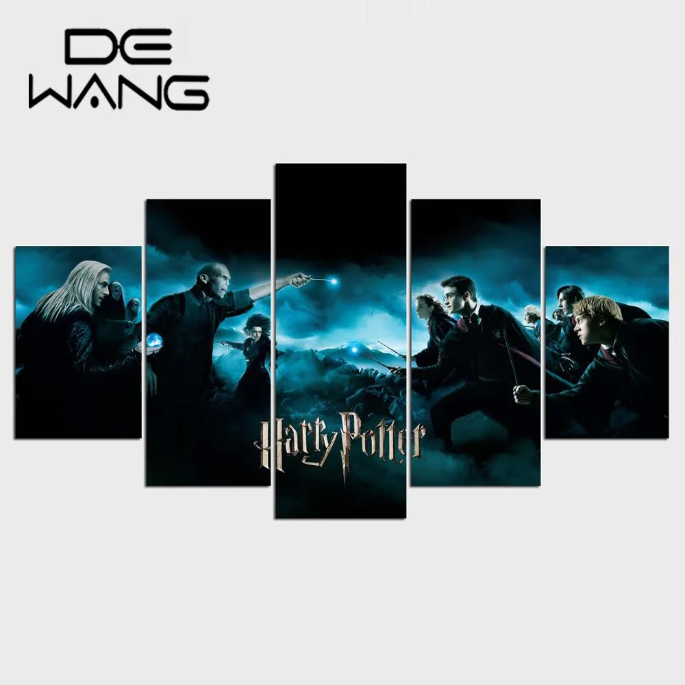 Harry Potter Painting Movie Star Modern Print Framed 5 Piece Canvas Printed Decoration Wall Art