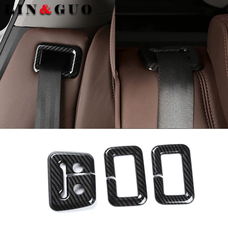 

3pcs Car accessories Carbon fiber safety belt decorative frame fit for Alfa Romeo Stelvio car styling