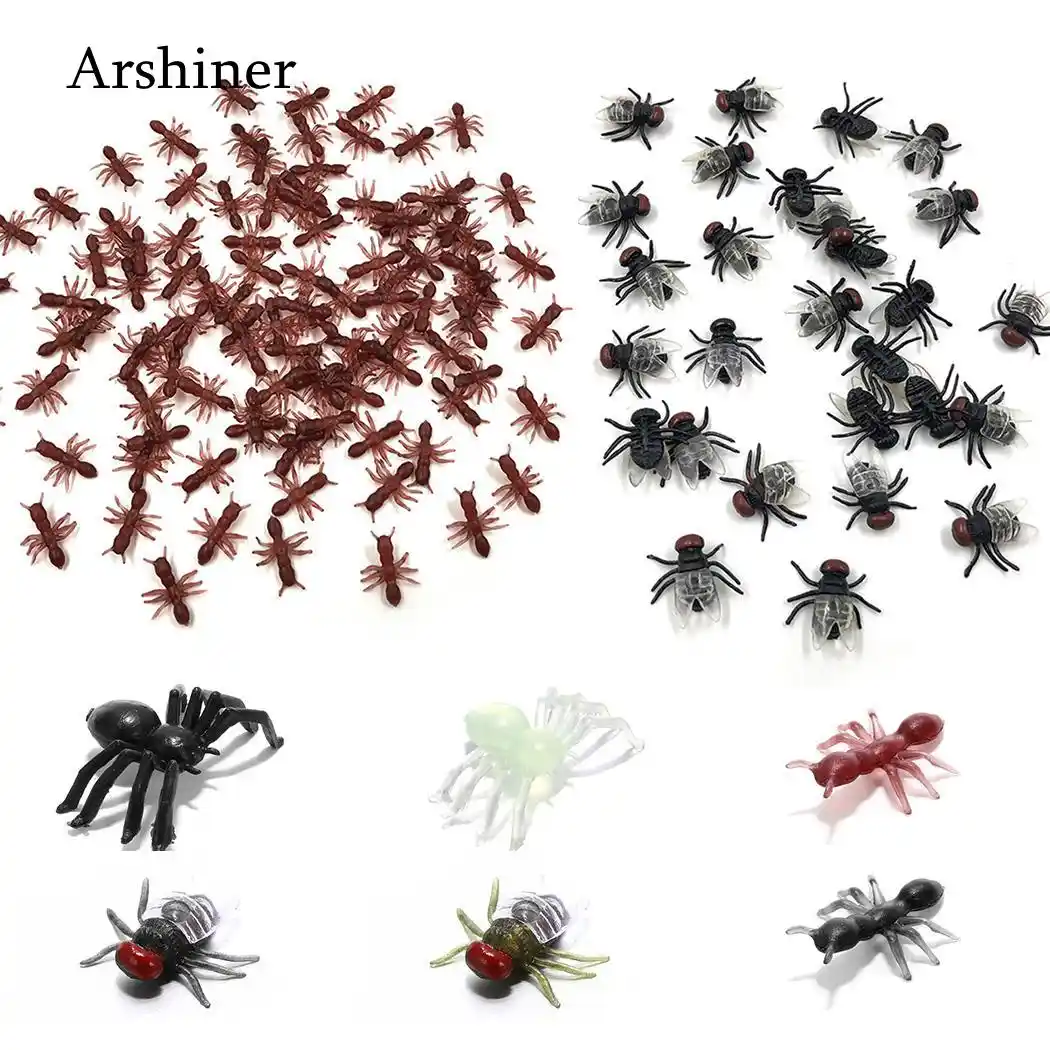 50Pcs/Lot Halloween Plastic Black Ants Joking Toys Decoration Realistic ...