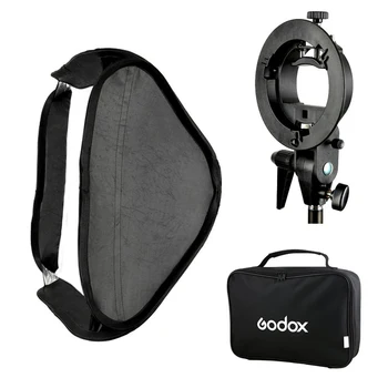 

Godox S-Type Flash Speedlite Bracket Bowens Mount Holder + 60 x 60cm Softbox for Studio Photography