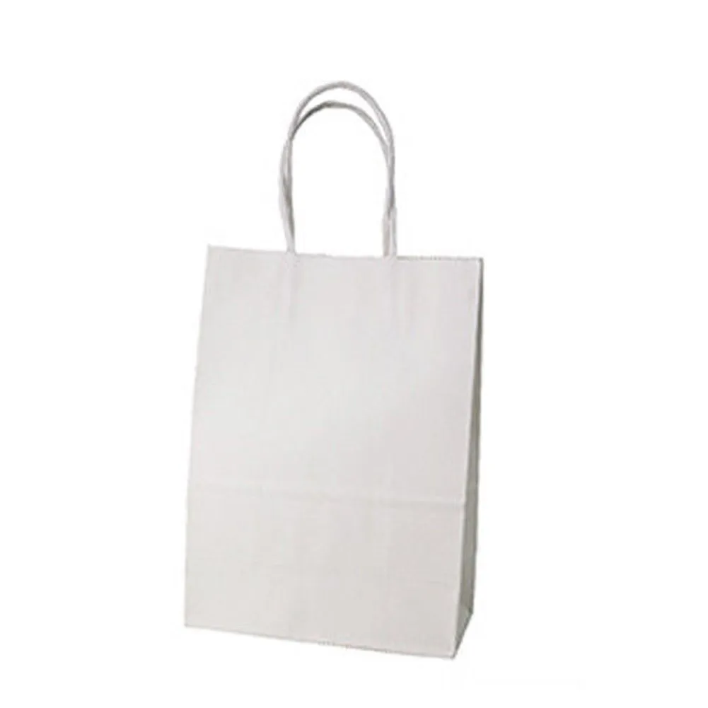 10 цветов крафт вечерние бумажные сумки, свадебные подарочные сумки с ручкой - Цвет: Белый
