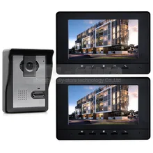 DIYSECUR 7 pulgadas Teléfono Video de La Puerta de Intercomunicación de Vídeo Timbre de la Puerta 1 Cámara 2 Monitores 800×480 Negro