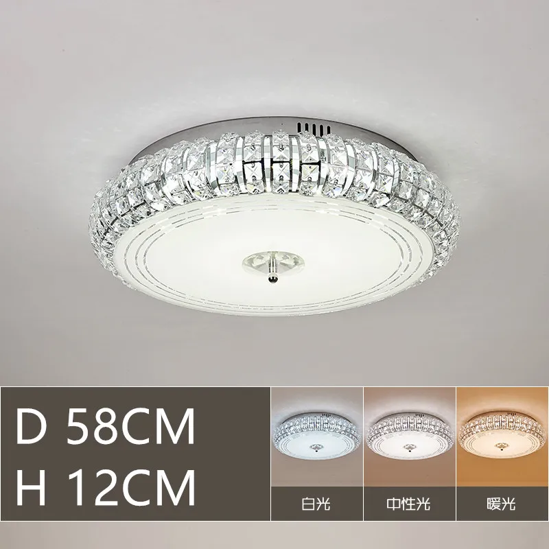 58cm silve Современный потолочный светильник, 3 цвета, светодиодный Кристалл, Круглый, для гостиной, хрустальный свет, Золотой Кристалл, потолочный светильник, 110 В/220 В - Цвет корпуса: 58cm silve