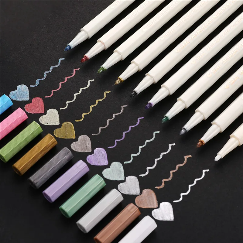 10pcs/lot STA Metallic Marker Pen School art supplies Scrapbooking Crafts Soft brush pen fineliner permanent Stationery 04312 - Цвет: 04367