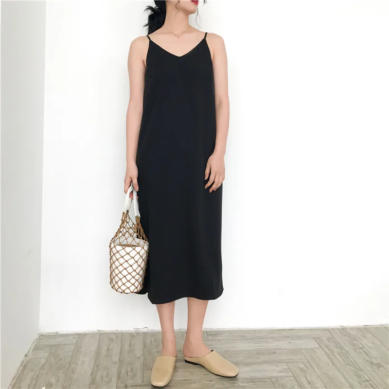 

Sexy V-Neck Side Slit Dress Women Sleeveless Off Shoulder Spaghetti Strap Vogue Loose Sexy Club Elegant Dresses Female 2019 Hot