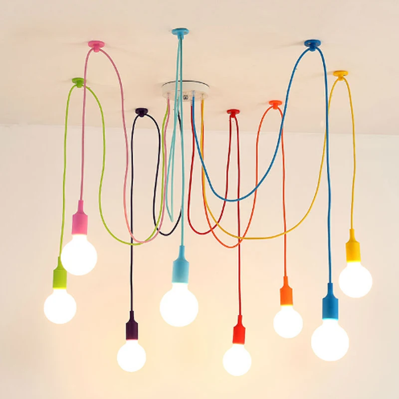 

Modern Multi Colors Lustre Pendant L 3-12 Arms Adjustable Edison Bulb Lamp E27 Art Spider Ceiling luminaire Fixtures