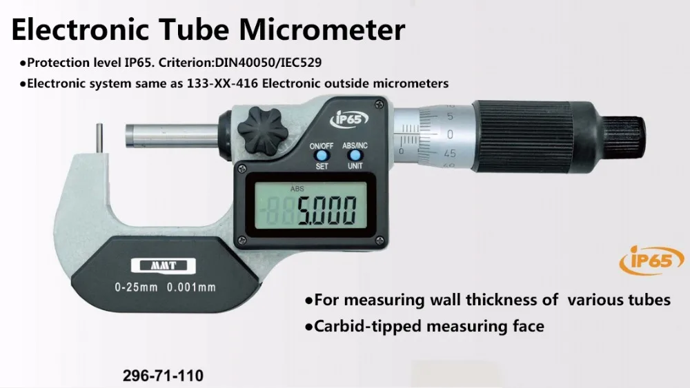 IP65 0,001 мм водонепроницаемый тип A B C D E F трубка Электронный микрометр 0-25 мм 25-50 мм Цифровой трубчатый микрометр