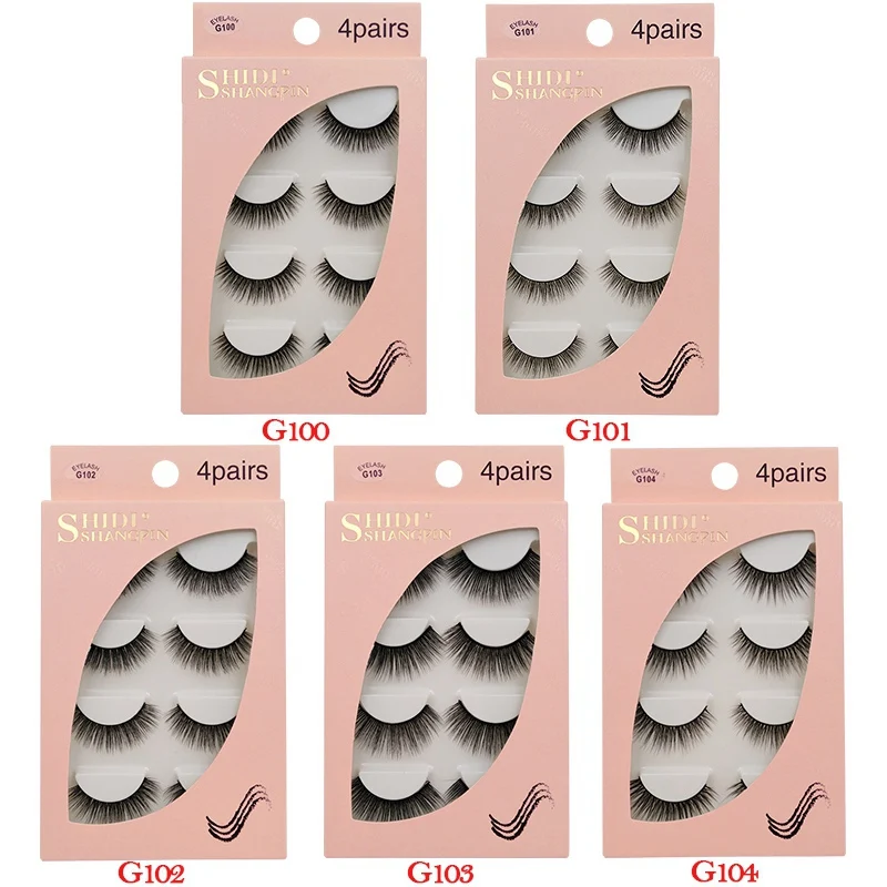 4Pair 3D Mink False Eyelashes Beauty Makeup Thick Voluminous Messy Fake Eye Lashes Extension Tools Eye Cosmetic