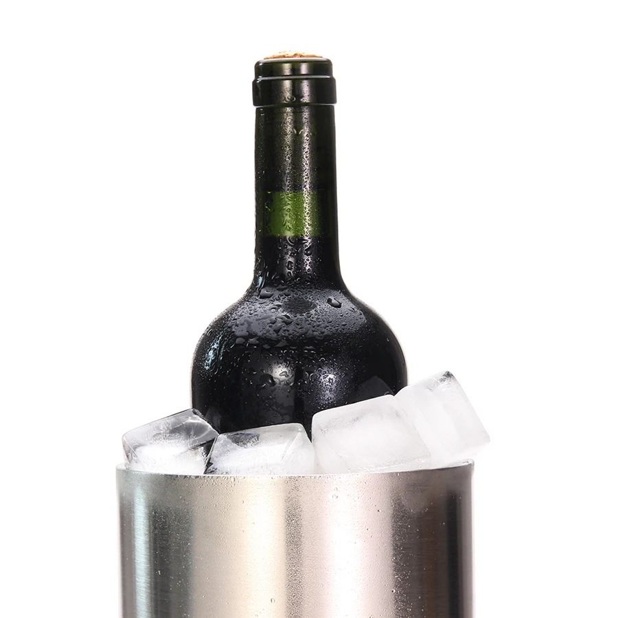 Wine Cooler Ice Bucket Double Wall Stainless Steel Multipurpose Use as Kitchen Utensil Holder and Flower Vase drink cooler ice bucket