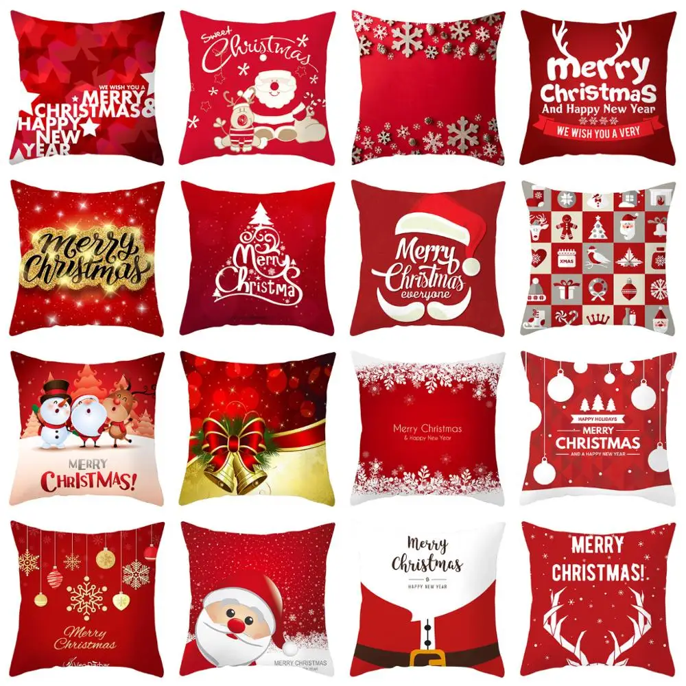 

ZENGIA Christmas Cushion Cover Merry Christmas Decorative Pillow case Santa Claus Throw Pillow Cover kerstmis navidad Pillowcase