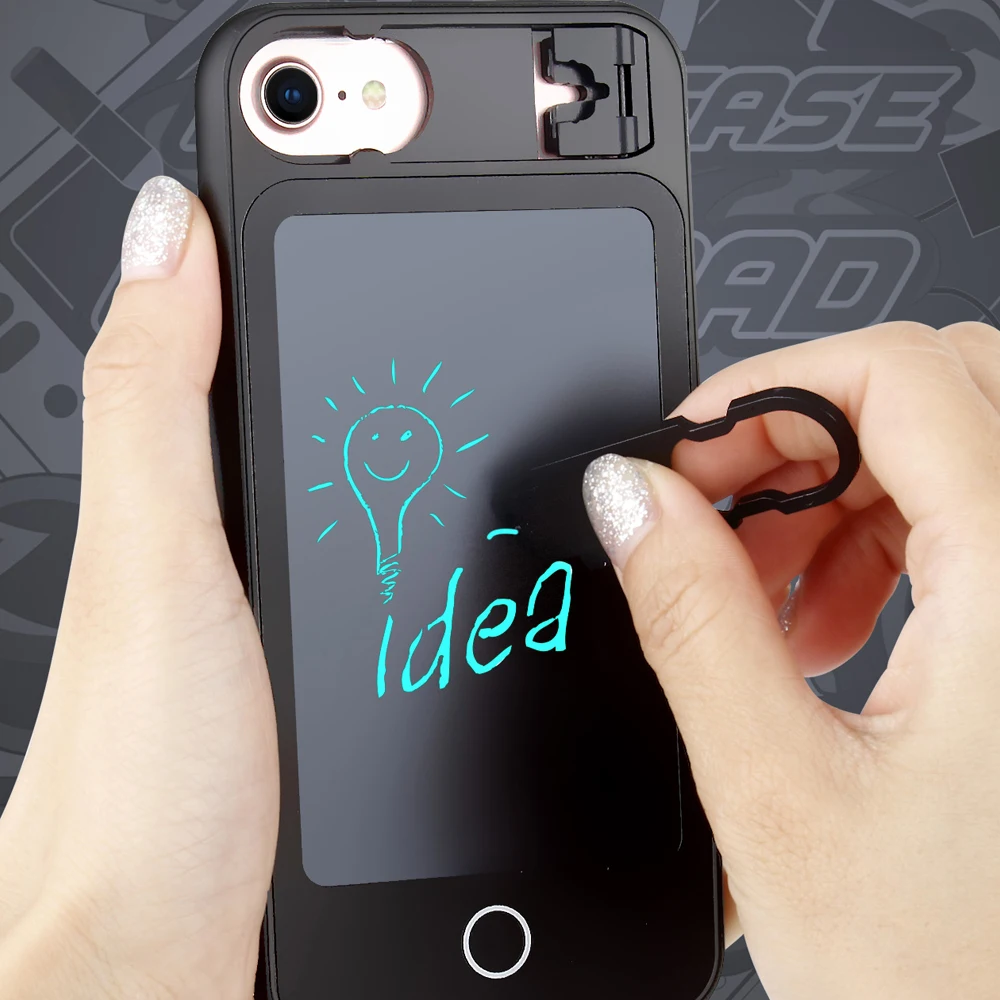 

Folding Stand Design Writing Board With Folding Bracket and Stylus TPU Soft Mobile Phone Case Cover for iPhone 6 7 8
