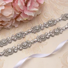 MissRDress тонкий свадебный пояс серебряные стразы пояс невесты Хрустальный цветок бисер Свадебная лента для свадьбы выпускного вечера платье JK926