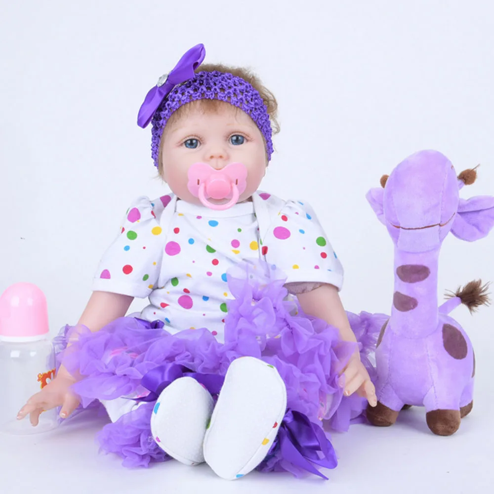 

22 inches Cute Silicone Reborn Doll Realistic Princess Newborn Baby Girl with Cloth Body Toy for Kids Birthday Christmas Gift
