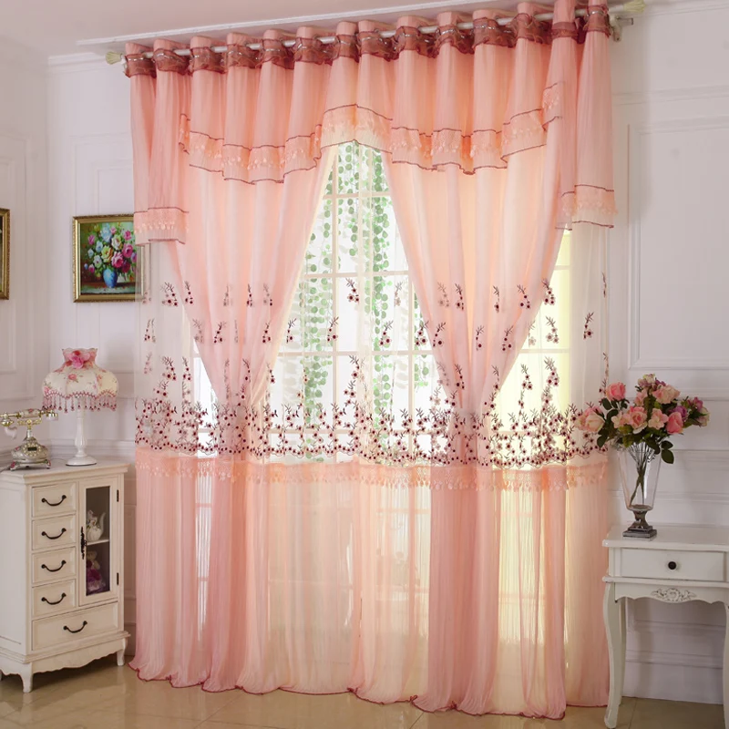 Custom curtains High grade embroidery lace curtains living room bedroom