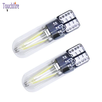 

10PCS W5W LED T10 Car Bulb cob glass filament auto reading dome Side marker dome position light Car Styling 12V map lamp white