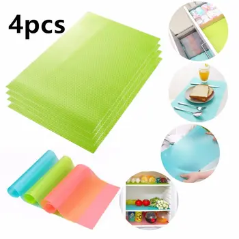 

4PCS / set Refrigerator Mats Antibacterial Antifouling Mildew Moisture Absorption Pad Vegetable Fruits Fresh Pad