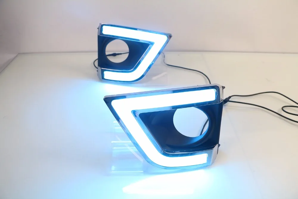 

Qirun led drl daytime running light for Toyota Corolla 2014-2015 with yellow turn signals +dimmer and blue night running light