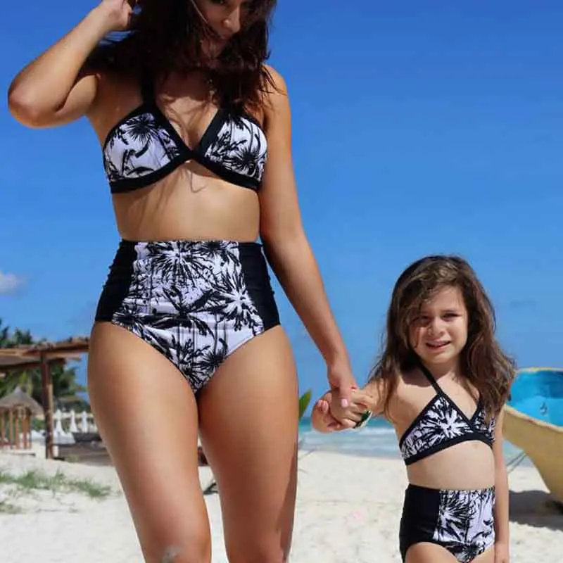 Mother daughter matching bikini