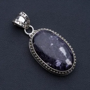 

Natural Charoite Punk Style 925 Sterling Silver Pendant 2" P0673