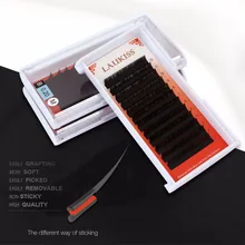 

2 PC/lot 12 lines/tray All Size CD Curl Flat Lashes LAUKISS Professional Silk Eyelash Extensions Kit Permanent Cilios Makeup