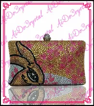 Aidocrystal pure handmade crystal gold rabbit pattern clutch bag for party