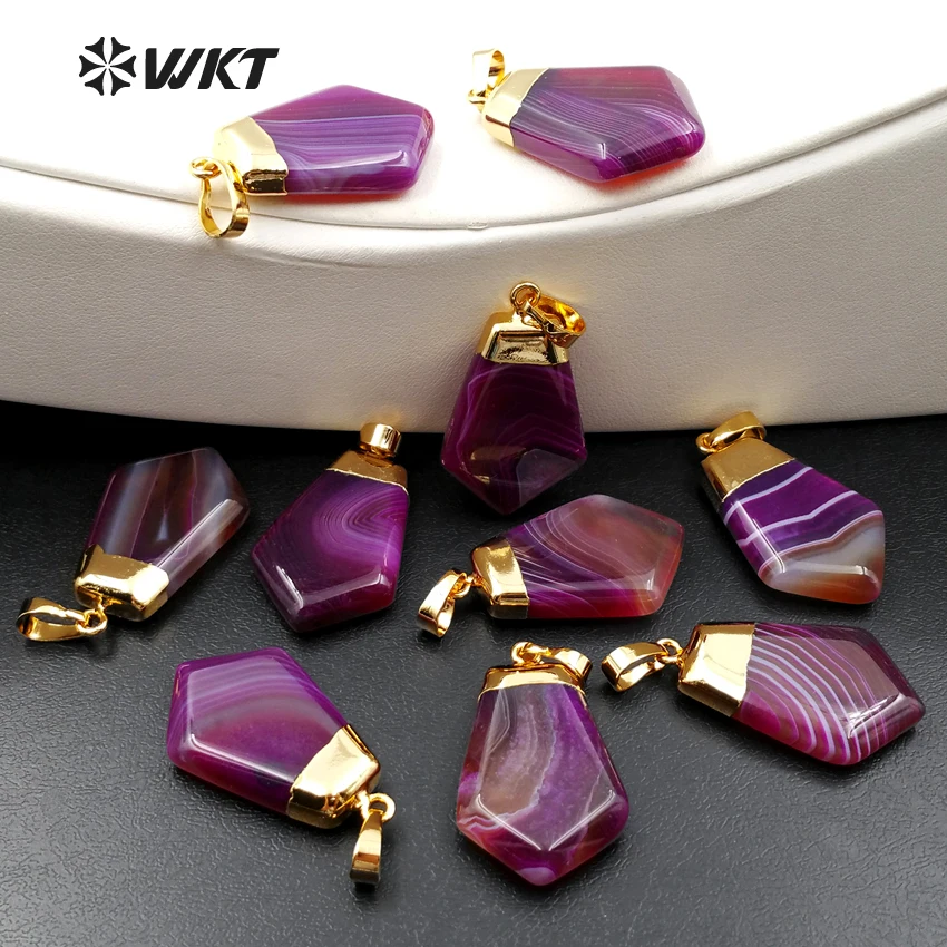 WT-P1172Wholesale 10 шт./лот фиолетовая кварцевая подвеска a-gate с 24-каратным золотом