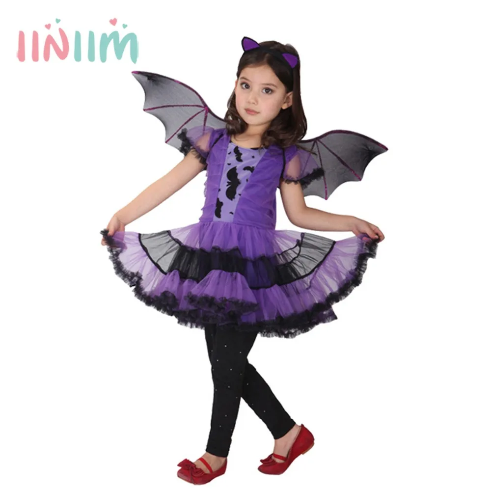 

Fancy Masquerade Party Girl Bat Costumes Children Cosplay Dance Dress for Teenage Halloween Party Fun Clothing Lovely Dresses
