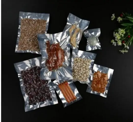 100 шт 10x15 см прозрачно серебряная алюминиевая фольга поли вакуумный упаковщик