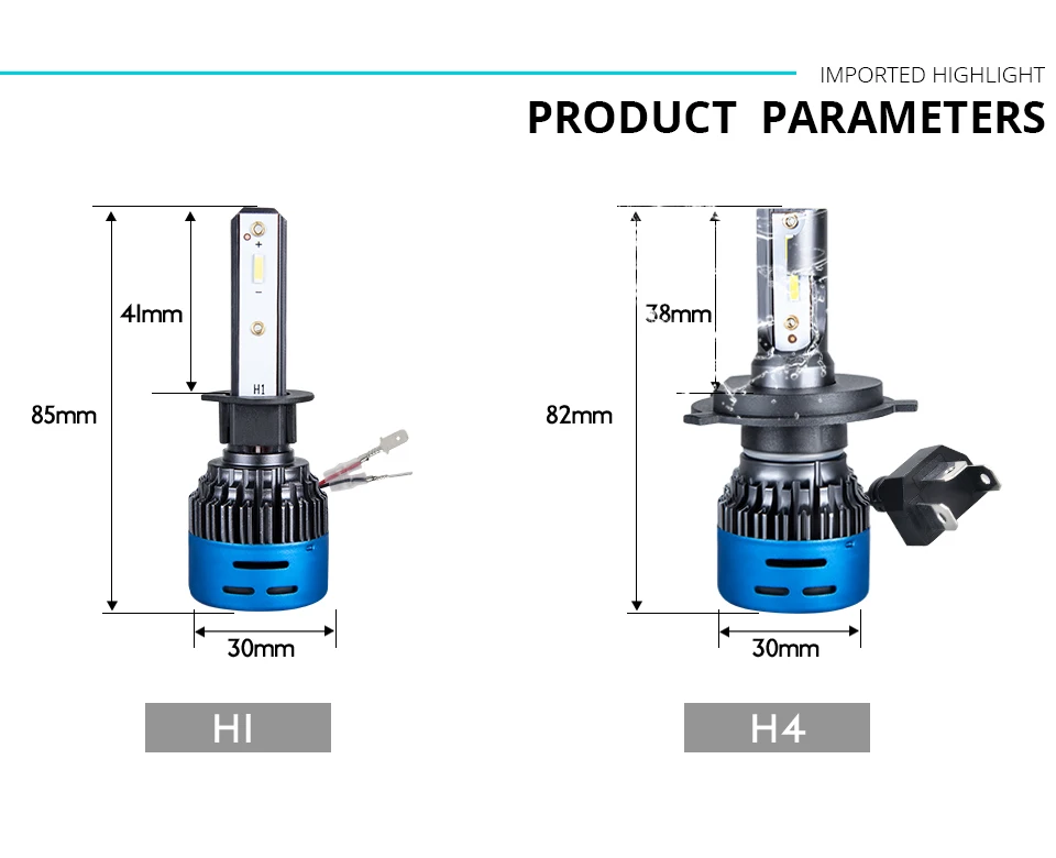  LED H7 H4 LED Car Headlight bulb 3000K 4300K 6500K 8000K H1 H11 H8 9005 9006 HB3 12V COB 5000LM 1860 10000LM 50W Fanless fan (12)