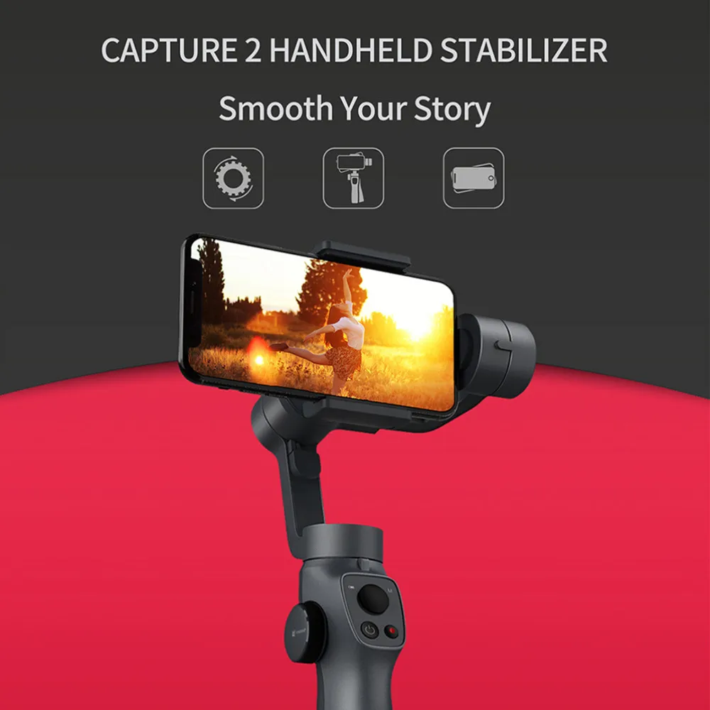  New FUNSNAP Capture 2 3-axis Handheld Gimbal Stabilizer with Zooming Wheel Mode For iPhone XS XR X 