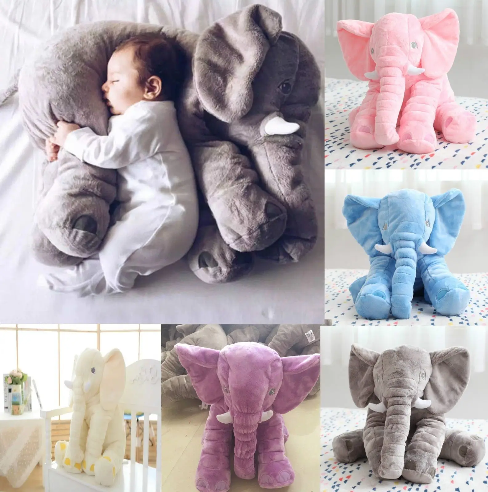 

2016 Hot Baby Children Long Nose Elephant Doll Newborn photography props Pillow Soft Plush Stuff Toys Lumbar Pillow