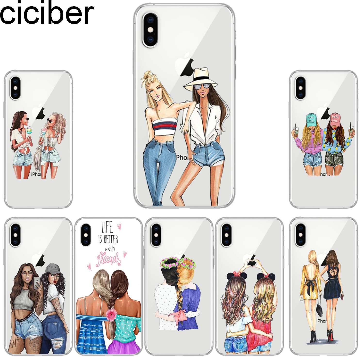 

ciciber Phone Cases for IPhone 11 Pro Max 8 7 6 6s Plus SE 5s Soft TPU Cover for IPhone X Xs XR XS Max Case Cute Good Friend
