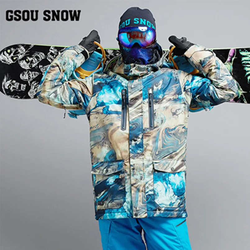 2018 invierno GS Snowboard Chaqueta impermeable Chaqueta de esquí de los hombres traje de esquí de nieve Chaqueta Esqui Hombre Mannen de esquí-jack