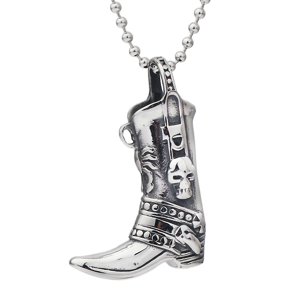 

New Distinctive Stainless Steel Retro Boots Pendants Necklaces for Men Fashion Cremation Jewelry Urns for Ashes Keepsak
