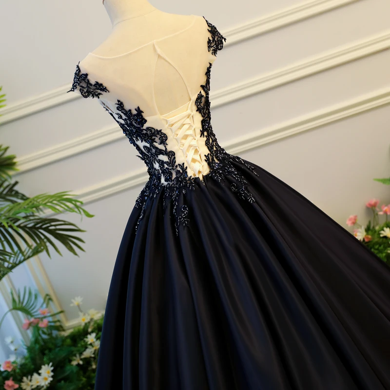 Quinceanera Dresses Navy Blue Puffy Satin Princess Ball Gown for Prom Sweet Sixteen 16 vestidos de 15 anos