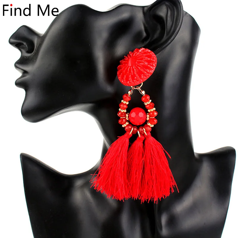 

Find Me 2019 new brand Fashion Vintage weaving long tassels Drop Earrings for Women Jewelry punk boho Dangle Earrings wholesale