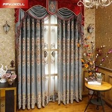 Home Custom Made Luxury Embroidered Valance Decoration Blackout Curtain For living Room Bedroom Window Treatment Drapes Tulle
