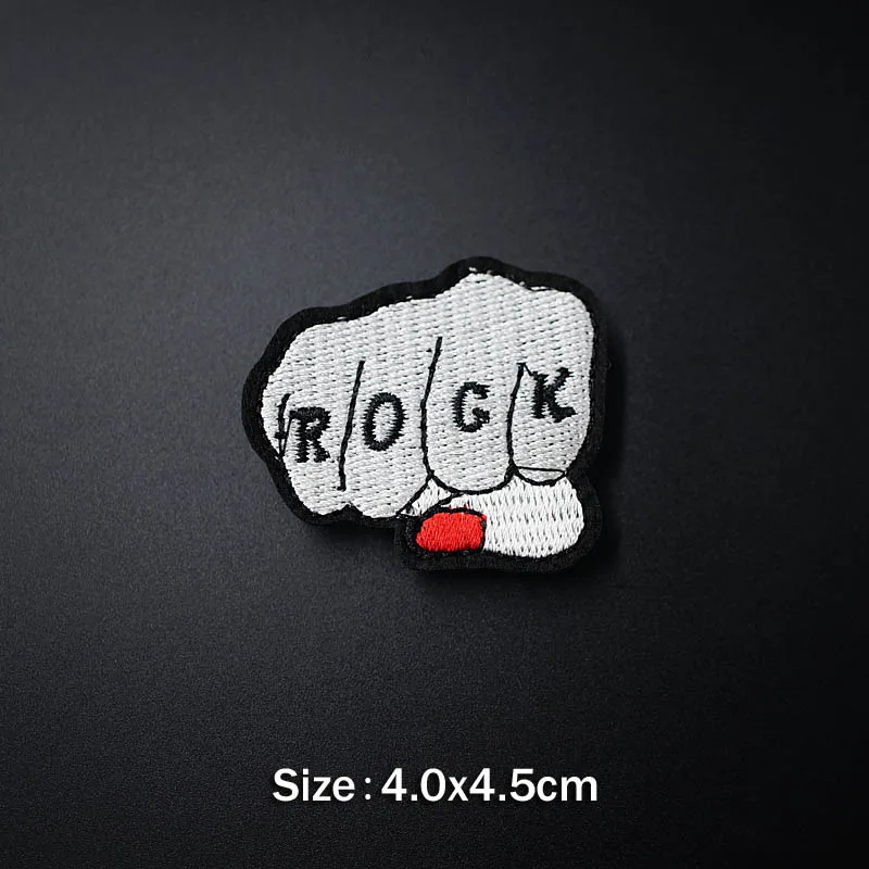 ROCK BOOM BAM POW нашивка для одежды, железная вышитая аппликация для шитья, милая эмблема на ткани, аксессуары для одежды DIY