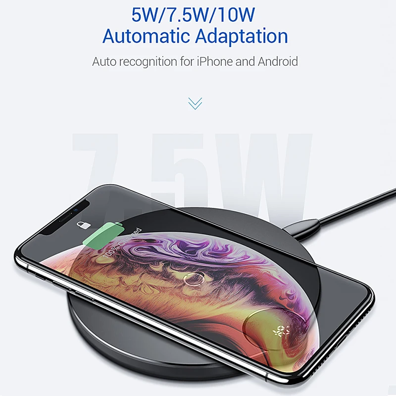 Baseus LED Digital Display Wireless Charger for iPhone X XR XS Max 8 Qi Wireless Fast Charger for Samsung Galaxy S10 Huawei P30
