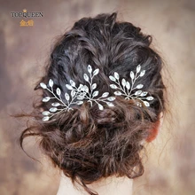 TOPQUEEN HP58 Свадебные Элегантные аксессуары для головных уборов свадебный гребень для волос украшения-заколки для волос с украшением в виде кристаллов золотого и серебряного цвета Быстрая